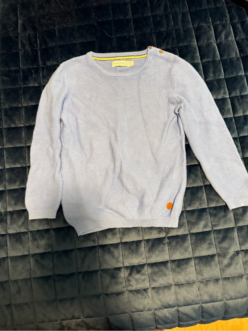 Mayoral Light Blue Knit Sweater with Orange Accents